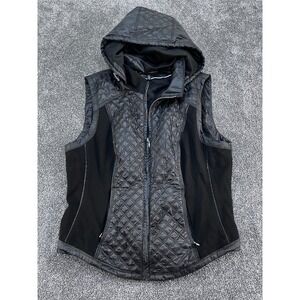 White House Black Market Large Quilted Removeable Hooded Vest